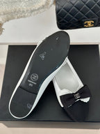 CC Ballet Flats White With Bow Lambskin