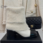 CC Short Boots 60mm White Cowhide And Wool Yarn