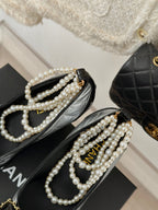 CC High Heels 80mm Grey Black Bow Quilted Calfskin