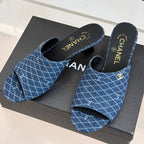CC 26 Sandal Blue Denim Fabric Sheepskin 609964