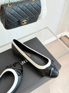 Chanel 25 Bowknot Ballet Flat Black Sheepskin 473067