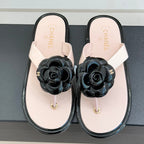 CC 26 Camellia Thong Sandal Pink mix Black Sheepskin 609998