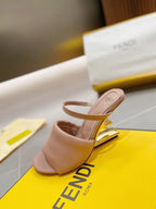 FENDI BAGUETTE HIGH-HEEL SANDALS 8 CM IN CAMEL BROWN CALFSKIN