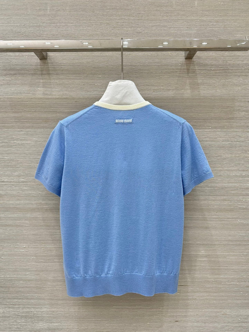 Miu Miu 25 Short-sleeve Top Blue Wool