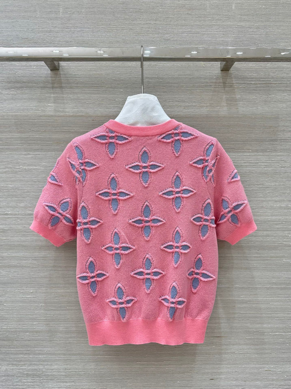 LV 25 Knitted Short-Sleeved Top Pink Wool