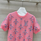 LV 25 Knitted Short-Sleeved Top Pink Wool