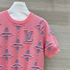 LV 25 Knitted Short-Sleeved Top Pink Wool