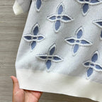 LV 25 Knitted Short-Sleeved Top Blue Wool