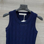 CD 25 Hollow Knitted Vest Blue Silk Wool