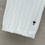 CD 25 Hollow Knitted Vest White Silk Wool