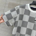 LV 25 Plaid T Shirt White Grey Cotton