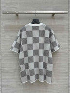 LV 25 Plaid T Shirt White Grey Cotton
