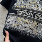CD 25 Star Embroidery Knitted Short-sleeved Top Black Tencel Wool