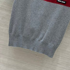 Miu Miu 25 Polo Collar Short-sleeved Top Gray red Tencel