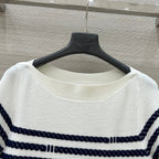LV 25  Button Rope Short-Sleeved Shirt White Blue Wool