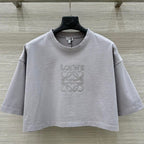 Loewe 25 Cropped Anagram T-Shirt Light Grey Cotton