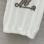 LV 25 Button Rope Jacquard Knitted T-Shirt White Wool Polyester