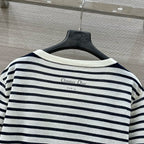 CD Coconut Knitted Short-sleeved Top Black mix White Cotton Polyester