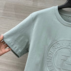 Fendi 25 Embossed Letter T-shirt Ice blue Cotton