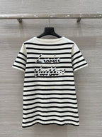 LV 25 Striped Letter Jacquard One-Shoulder Knitted White Black Cotton Polyester
