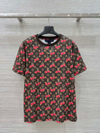 LV Classic Monogram Print Cherry Brown Red Cotton
