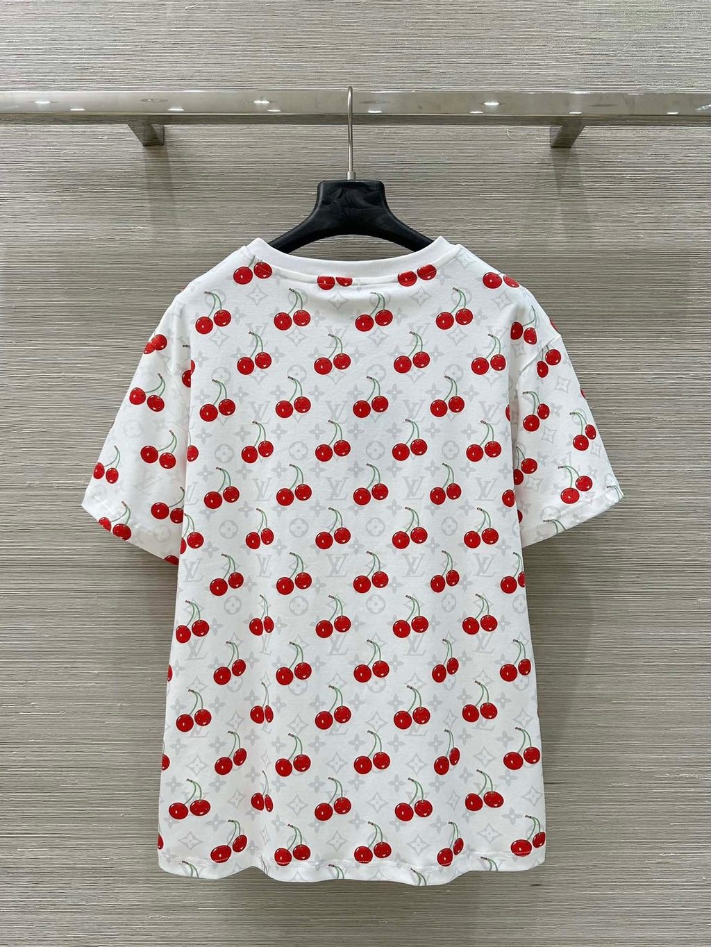 LV Classic Monogram Print Cherry White Red Cotton