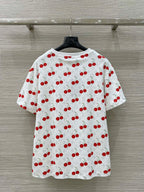 LV Classic Monogram Print Cherry White Red Cotton