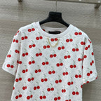 LV Classic Monogram Print Cherry White Red Cotton