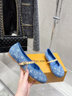 LV 26s Ballet Flats Blue Denim 610838