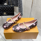 LV 26s Ballet Flats Brown Pink Monogram Leather  610839