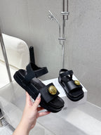 LOEWE 25ss sandals black gold sheepskin