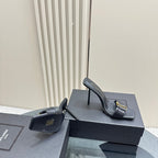 SL BABYLONE SLIDE PUMPS 115 BLACK CALFSKIN