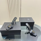 SL BABYLONE SLIDE PUMPS 115 BLACK CALFSKIN