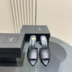 SL GOLDIE MULES BLACK CALFSKIN