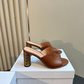 CD Icon Heeled Slide 95mm Brown Calfskin
