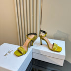 CD Dway Heeled Sandal 105mm Yellow Silk And Lambskin