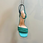 CD Dway Heeled Sandal 105mm Green Silk And Lambskin