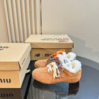 Miu x Balance 530 SL Sneakers Brown Yellow Fleece Lining Suede