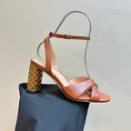 CD Icon Heeled Sandal 95mm Brown Calfskin