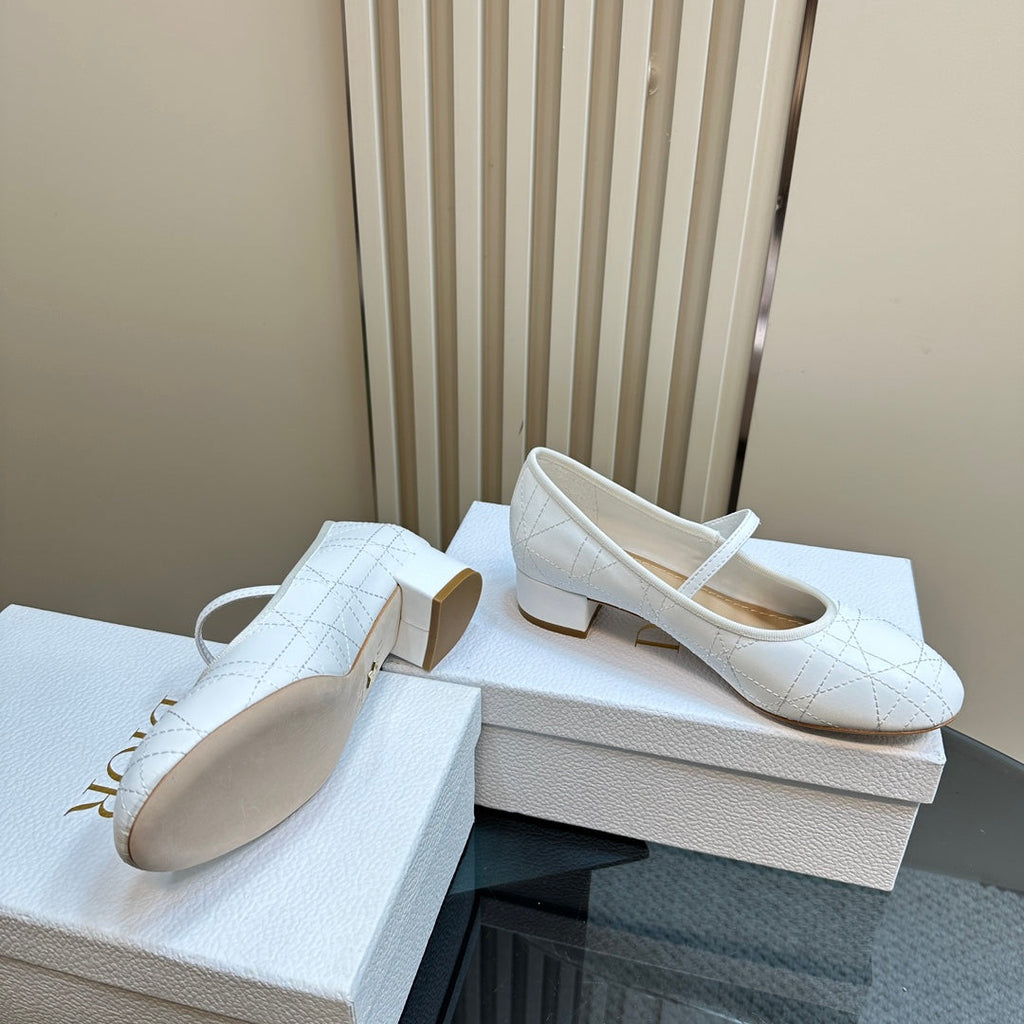 CD Ballet Pump White Soft Cowhide