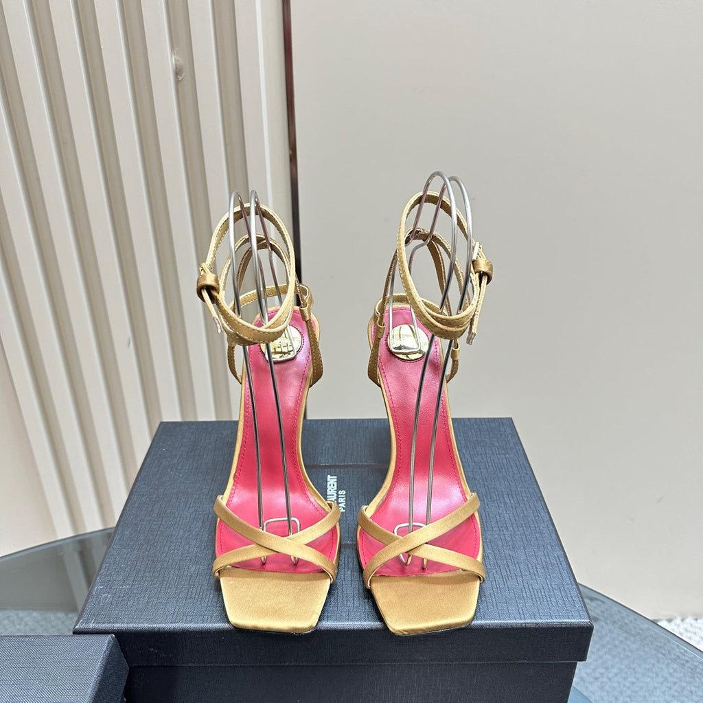 OPYUM HIGH SANDALS IN GOLD SILK