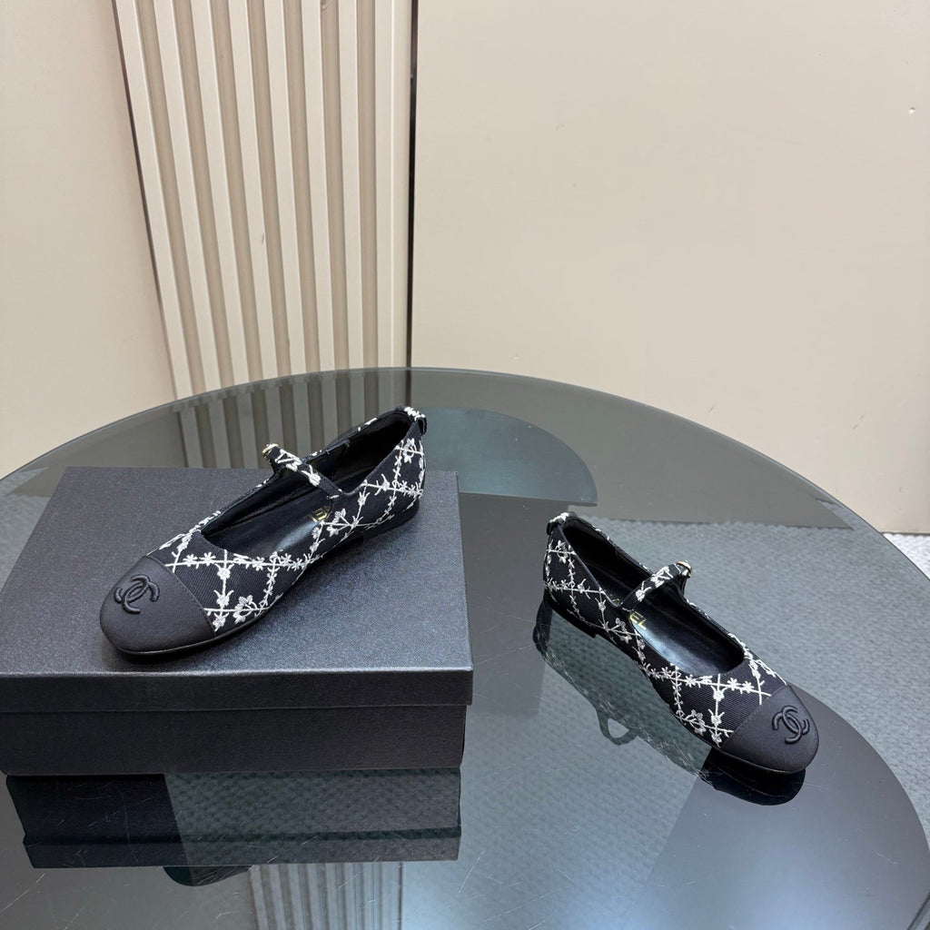 CC 25 Mary Jane Flats Black Pattern Fabric 239404