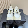 CC 25 Mary Jane Flat Beige Cream Leather with Fabric 239407