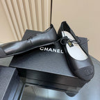 CC 25 Mary Jane Flat Black Leather with Fabric 239412