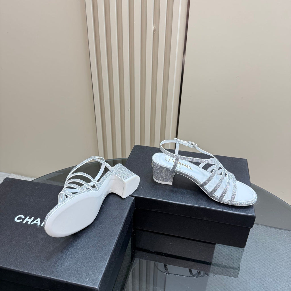 CC 25 Sandal Heels Silver Sheepskin 239420