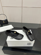 Loewe 25 Pebble Ballet Flats Black Calfskin