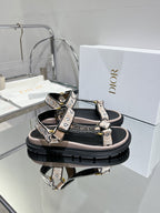 CD D-Wave Sandal In Light Pink Black Cowhide 100761