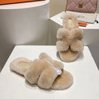 Hermes Oran Sandal Beige Sheep Fur 406993