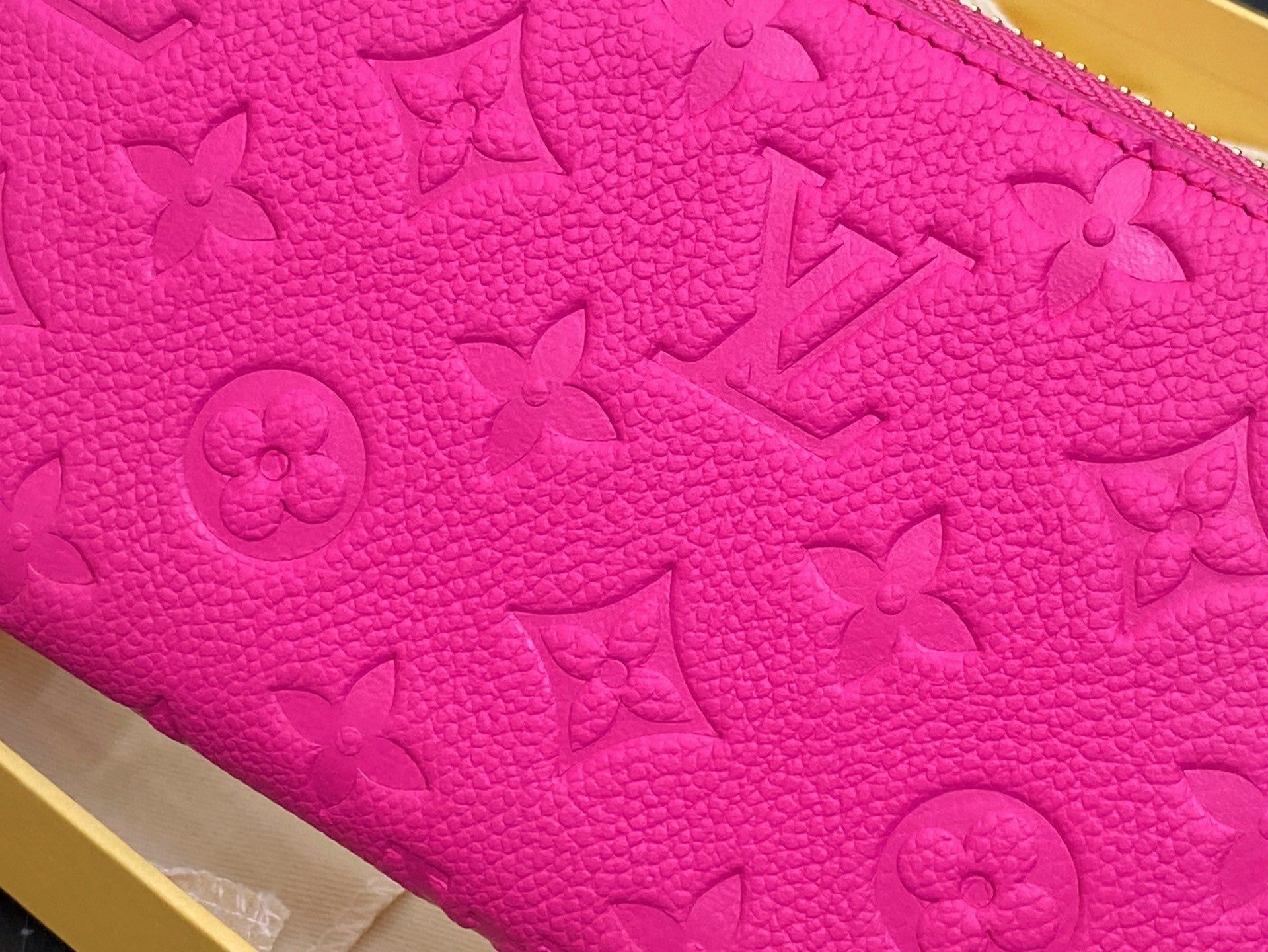 LV Ã— TM Zipper Wallet Pink Gold Leather 329895