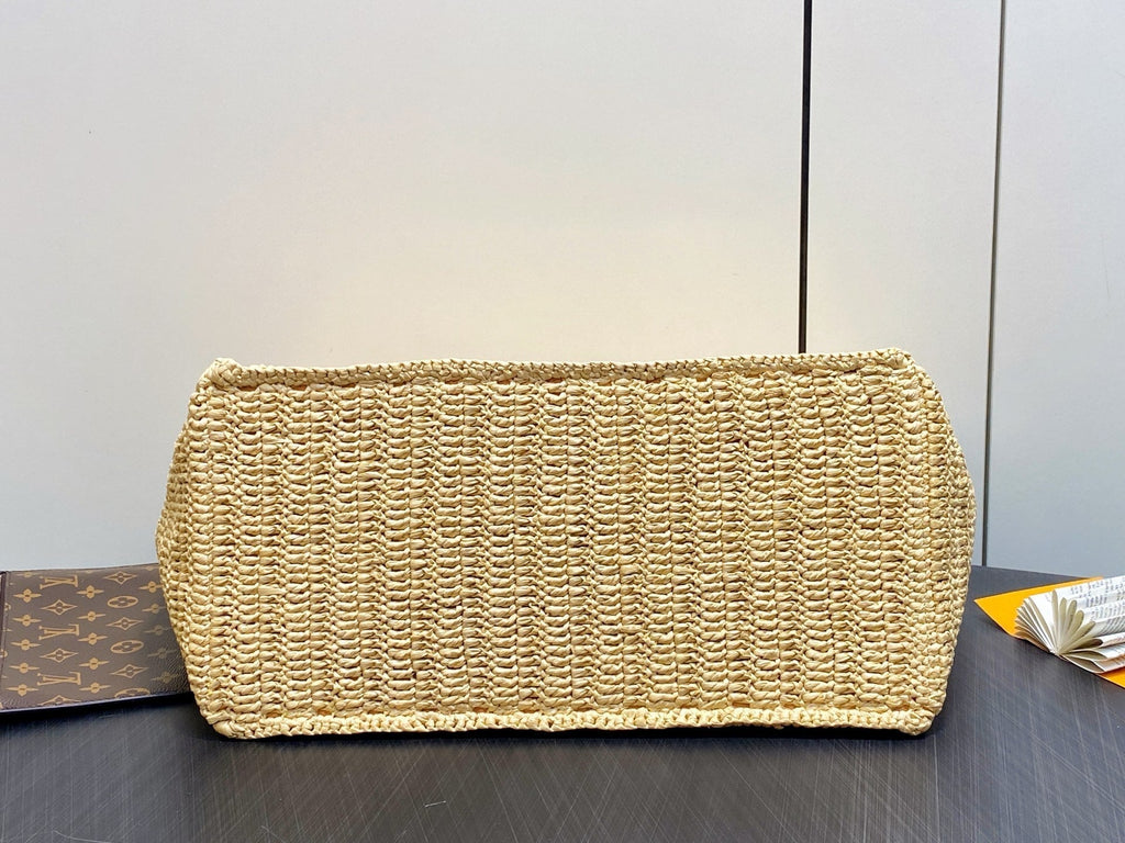 LV Summer Shopper Tote MM 44cm Beige Raffia